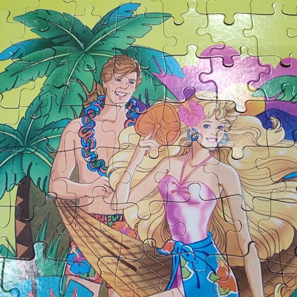 Vintage 1989 Barbie Tropical Puzzle 100 Pc Mattel Hawaii Island Theme Complete - Picture 7 of 10